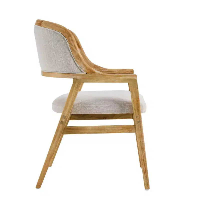 Sedie da pranzo imbottite in legno di gomma Rosa Mid-Century Modern (set da 2)
