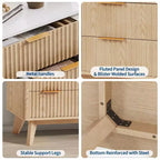 Cassettiera a 9 cassetti con piano effetto marmo, cassettone moderno scanalato, ampio organizer per camera da letto o soggiorno, quercia naturale