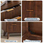 Cassettiera a 9 cassetti con piano effetto marmo, cassettone moderno scanalato, ampio organizer per camera da letto o soggiorno, quercia naturale