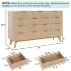 Cassettiera a 9 cassetti con piano effetto marmo, cassettone moderno scanalato, ampio organizer per camera da letto o soggiorno, quercia naturale