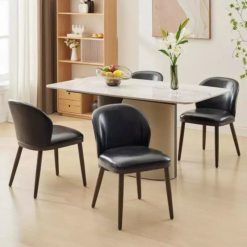Dining Chairs Set of 4,Modern Upholstered Kitchen Chairs with Ergonomic Back, Kitchen Chairs with Wood Legs for Dining Room, Black