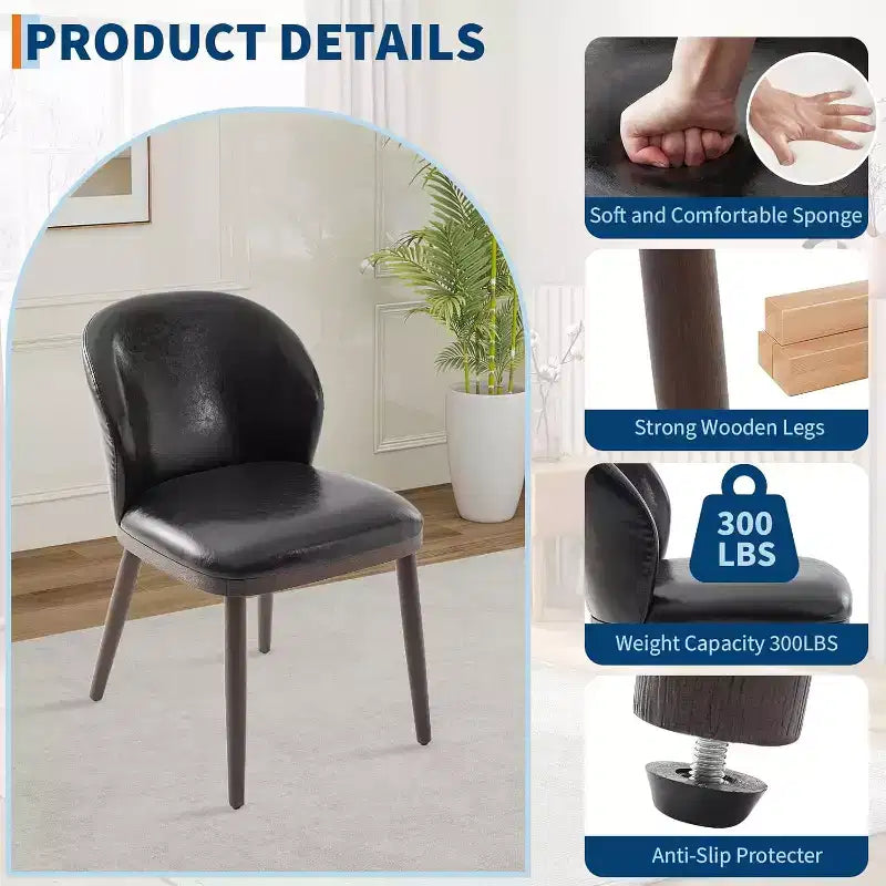 Set di 4 sedie da pranzo, sedie da cucina moderne imbottite con schienale ergonomico, sedie da cucina con gambe in legno per sala da pranzo, nero