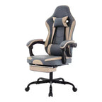 Sedia da Gaming, Sedia da Computer Ergonomica con Poggiapiedi e Supporto Lombare Massaggiante, Sedia da Videogiochi Girevole Regolabile in Altezza Blu Beige