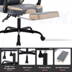 Sedia da Gaming, Sedia da Computer Ergonomica con Poggiapiedi e Supporto Lombare Massaggiante, Sedia da Videogiochi Girevole Regolabile in Altezza Blu Beige