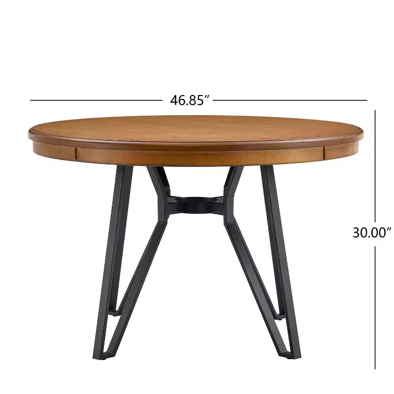 Tavolo da pranzo rotondo con 4 sedie, piano da 119 cm, gambe a forcina, frassino chiaro