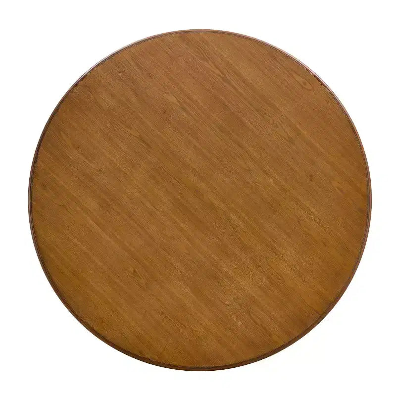 Tavolo da pranzo rotondo con 4 sedie, piano da 119 cm, gambe a forcina, frassino chiaro